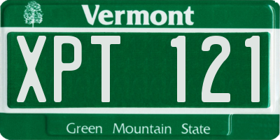 VT license plate XPT121