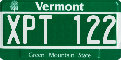 VT license plate XPT122
