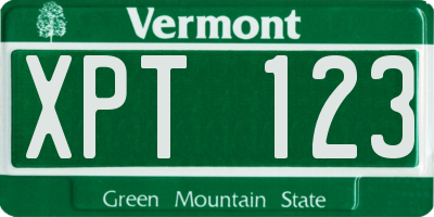 VT license plate XPT123