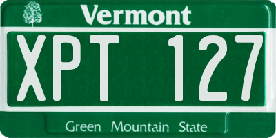 VT license plate XPT127