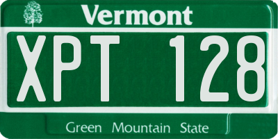 VT license plate XPT128