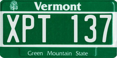 VT license plate XPT137