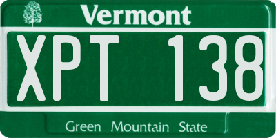 VT license plate XPT138