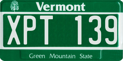 VT license plate XPT139