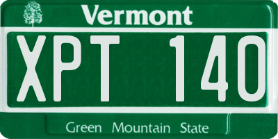 VT license plate XPT140