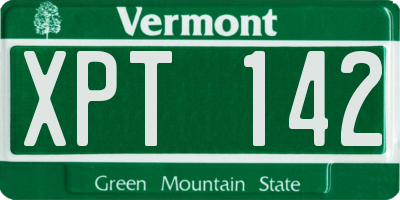 VT license plate XPT142