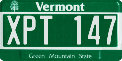 VT license plate XPT147
