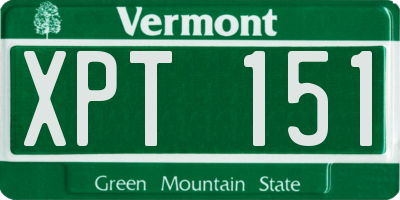 VT license plate XPT151