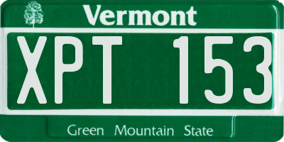 VT license plate XPT153