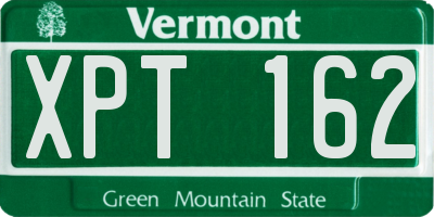 VT license plate XPT162