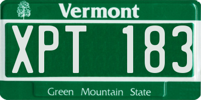 VT license plate XPT183