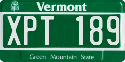 VT license plate XPT189