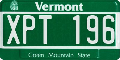 VT license plate XPT196