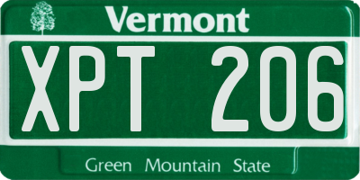 VT license plate XPT206
