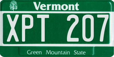 VT license plate XPT207