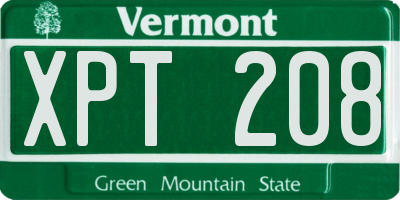 VT license plate XPT208