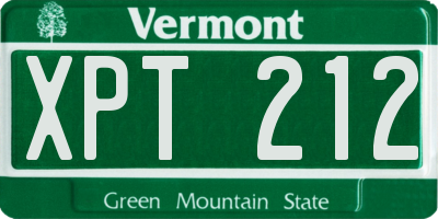 VT license plate XPT212