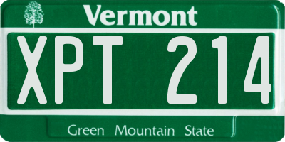 VT license plate XPT214