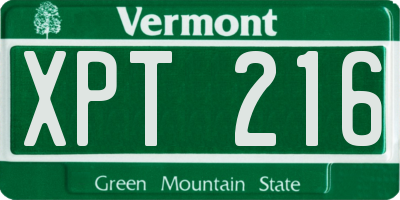 VT license plate XPT216