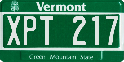 VT license plate XPT217