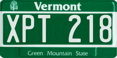 VT license plate XPT218