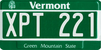 VT license plate XPT221