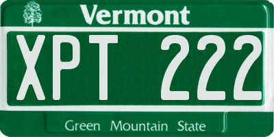 VT license plate XPT222