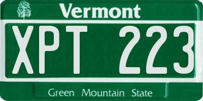 VT license plate XPT223