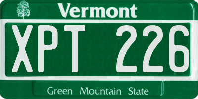 VT license plate XPT226