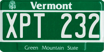 VT license plate XPT232