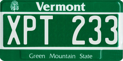 VT license plate XPT233