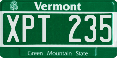 VT license plate XPT235