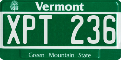 VT license plate XPT236