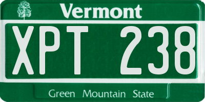 VT license plate XPT238