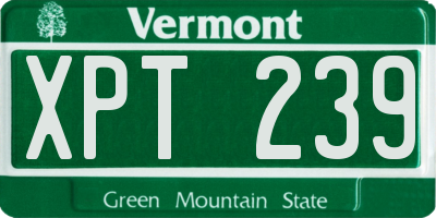 VT license plate XPT239