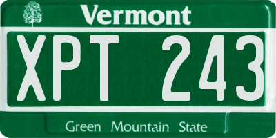 VT license plate XPT243