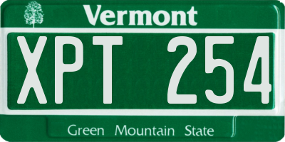 VT license plate XPT254