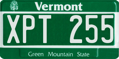 VT license plate XPT255