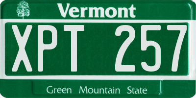 VT license plate XPT257