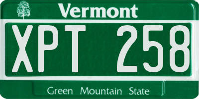 VT license plate XPT258
