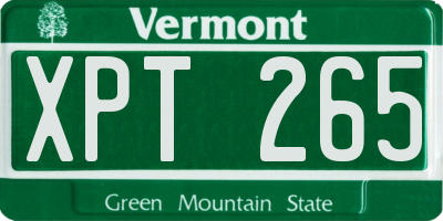 VT license plate XPT265