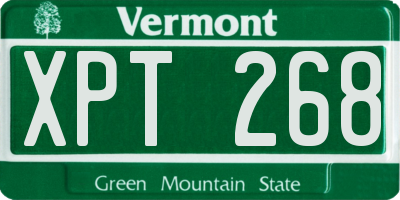 VT license plate XPT268