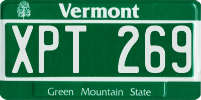 VT license plate XPT269