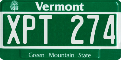 VT license plate XPT274