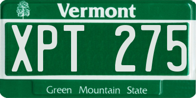 VT license plate XPT275