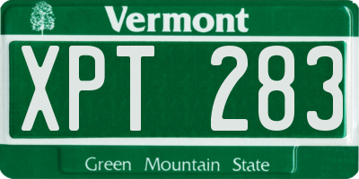 VT license plate XPT283