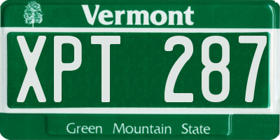 VT license plate XPT287