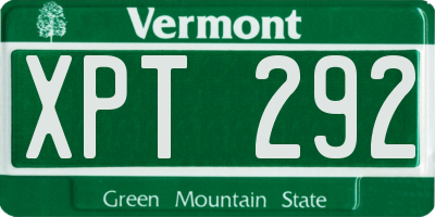 VT license plate XPT292