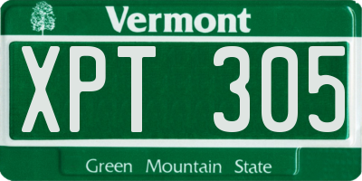 VT license plate XPT305