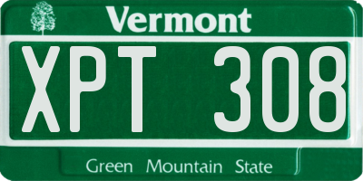 VT license plate XPT308